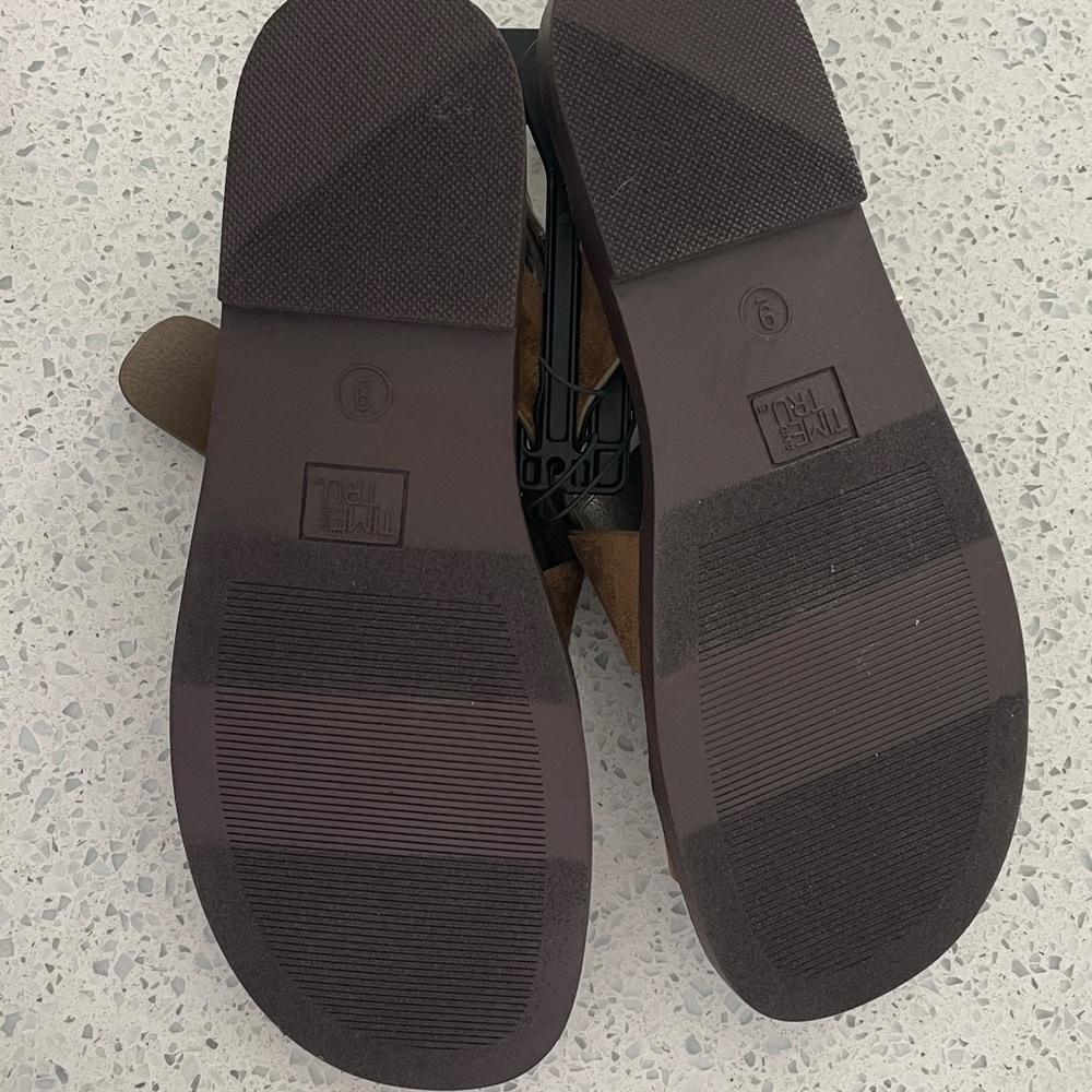 Time and Tru Tan Suede Crisscross Buckle Sandals - Picture 5 of 5